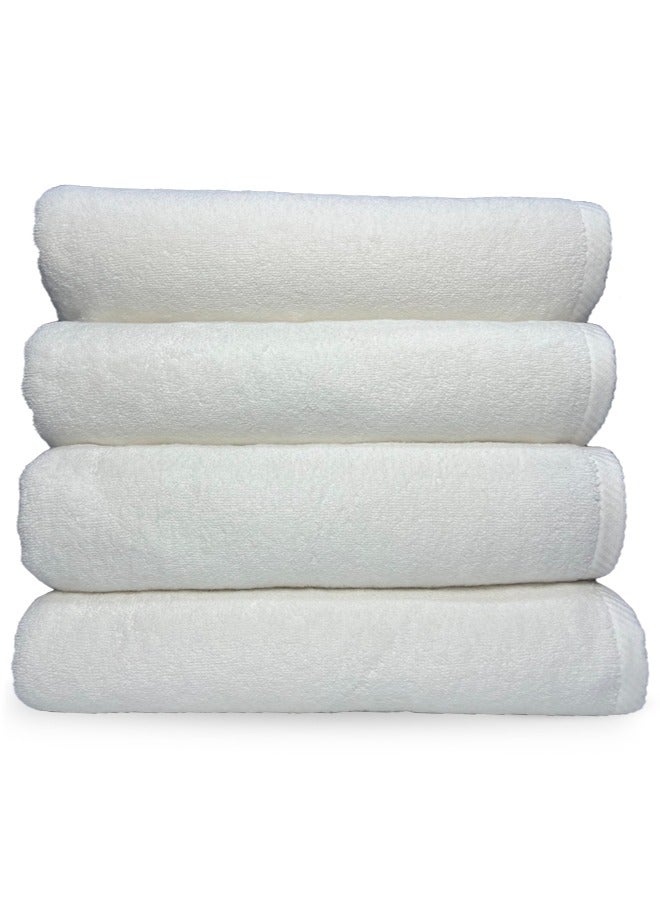 Luxury Towel Set, Pack of 4, GSM 650, 71x142 cm, Plain Cross Humming Border, 100% Cotton Quickly Dry Hotel Quality Towel for Bathroom.