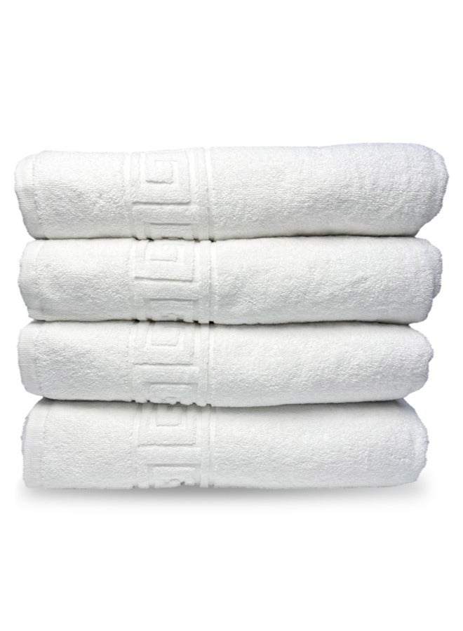 Luxury Towels Set, Pack of 4, GSM 600, 70 x 140 cm, Greek Design, 100% Cotton Cotton, Quickly Dry Hotel Quality Towel for Bathroom.