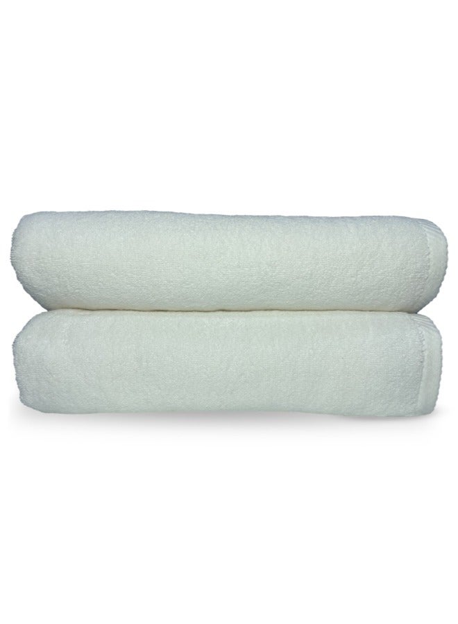 Luxury Towel Set, Pack of 2, GSM 650, 71 x 142 cm, Plain Cross Hemming Border, 100% Cotton, Quickly Dry Hotel Quality Towel for Bathroom.
