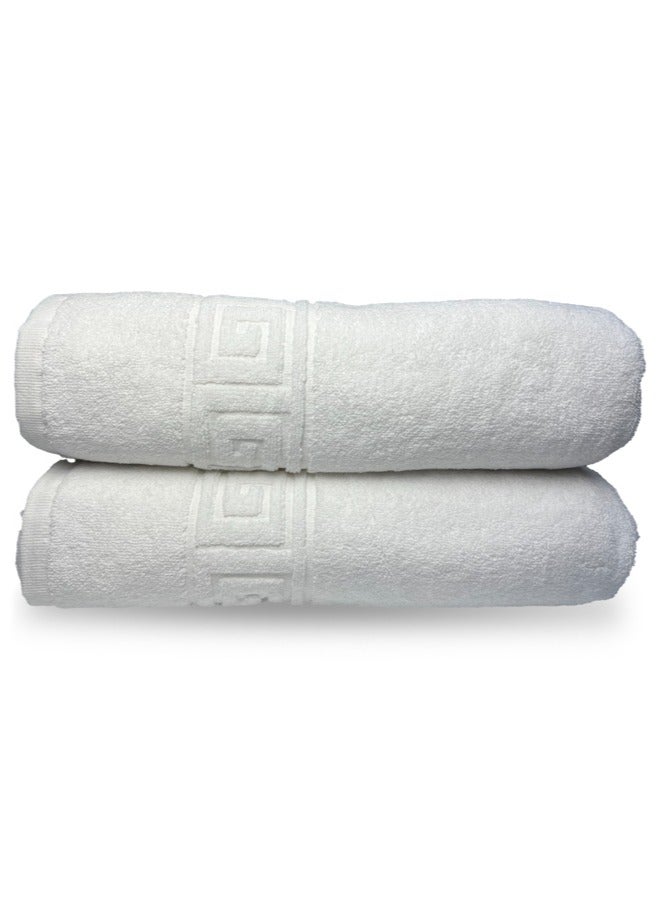 Luxury Towels Set, Pack of 2, GSM 600, 71 x 142 cm, Greek Design 100% Cotton, Quickly Dry Hotel Quality Towel for Bathroom.
