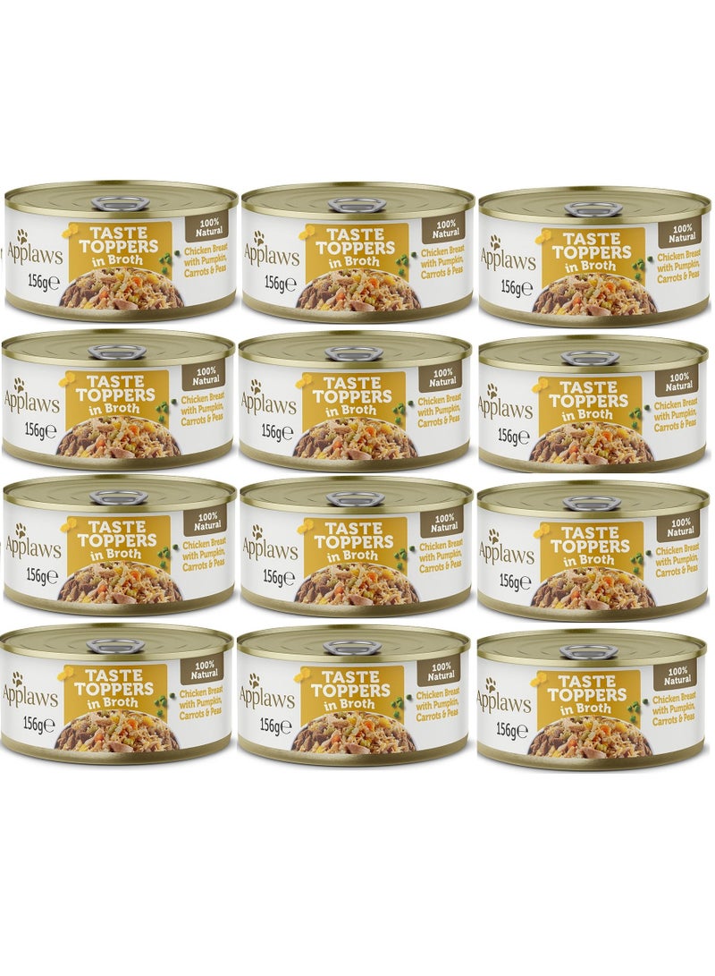 12Pc Taste Topper Broth Chicken With Veg Mix With Dry Food For Dogs 156g