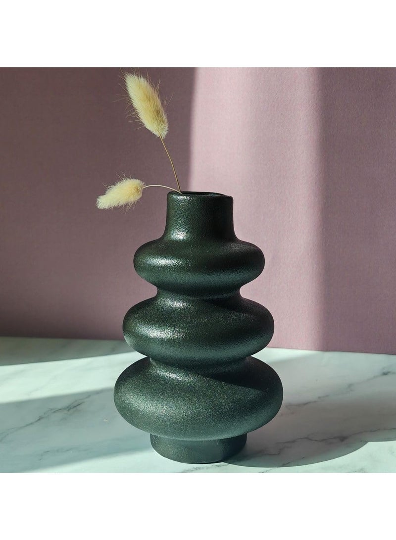 Wave Design Ceramic Vase - Small Style 2, Black Modern Pampas Flower Vase, Minimalist Nordic Ins Style Vase for Home Decor, Wedding, Dinners, Party, Events, Office & Gifting