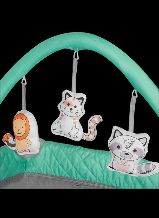 Flower 2 In 1 Travel Bed Baby Playpen, Turquoise Blue