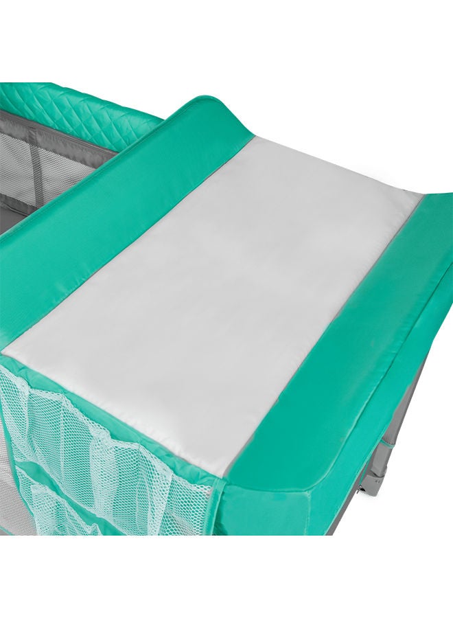 Flower 2 In 1 Travel Bed Baby Playpen, Turquoise Blue