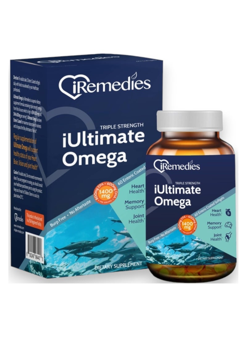 Iultimate Omega, 1400mg, 60 Enteric Coated Softgels, 30 Servings