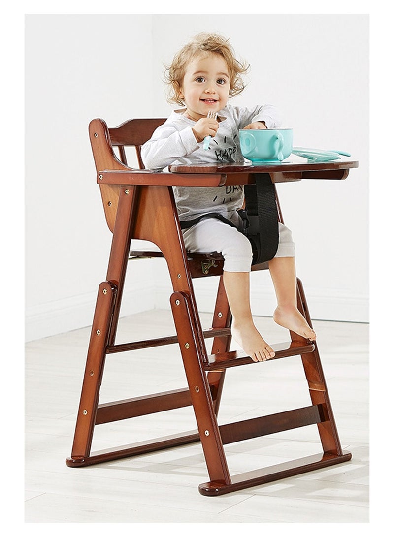 Baby High Chair Wooden Design Foldable Dinning with Adjustable Hight