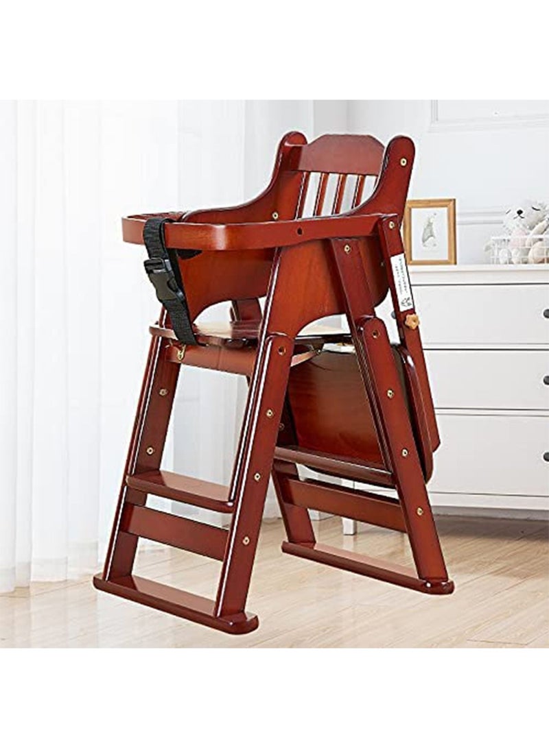 Baby High Chair Wooden Design Foldable Dinning Chair with adjustable Hight (plain wood)