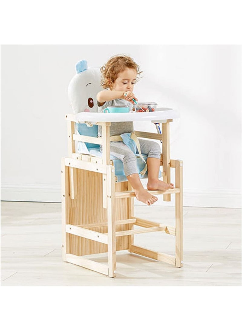 Baby High Chair Wooden Design Foldable Dining Chair with adjustable Hight (plainwooden2)