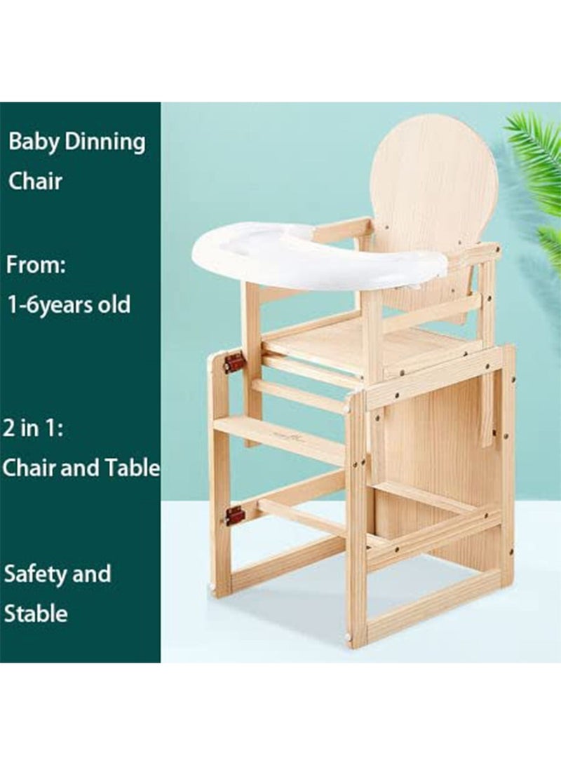 Baby High Chair Wooden Design Foldable Dining Chair with adjustable Hight (plainwooden2)