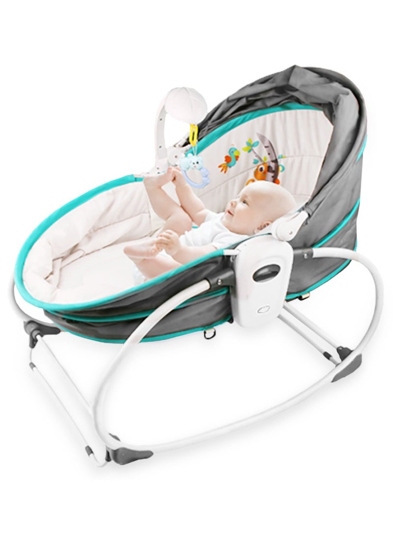 6 - In - 1 Cozy Rocker Bassinet With Wheels, Awning And Mosquito Net - Green