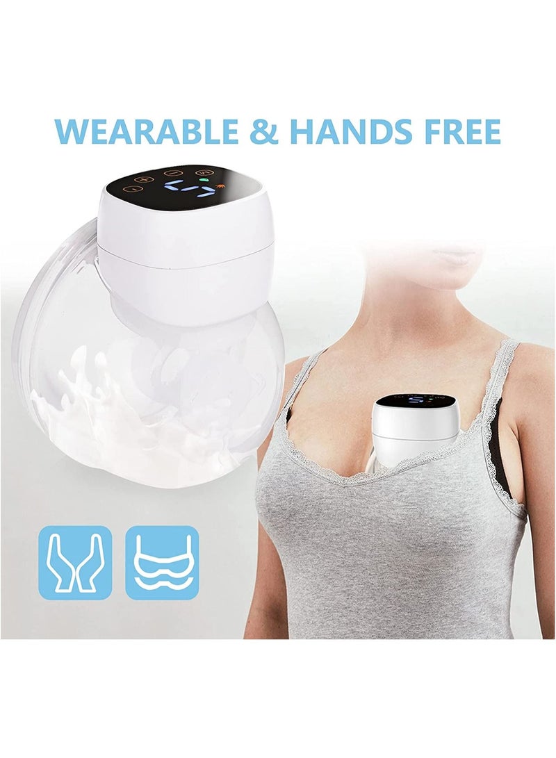 2Pcs Wearable Electric Breast Pump, Hands Free Invisible Electric Low Noise Breast Pump with 3 Modes 9 Levels Suction LED Touchscreen Display, Gifts for Moms Breastfeeding, White