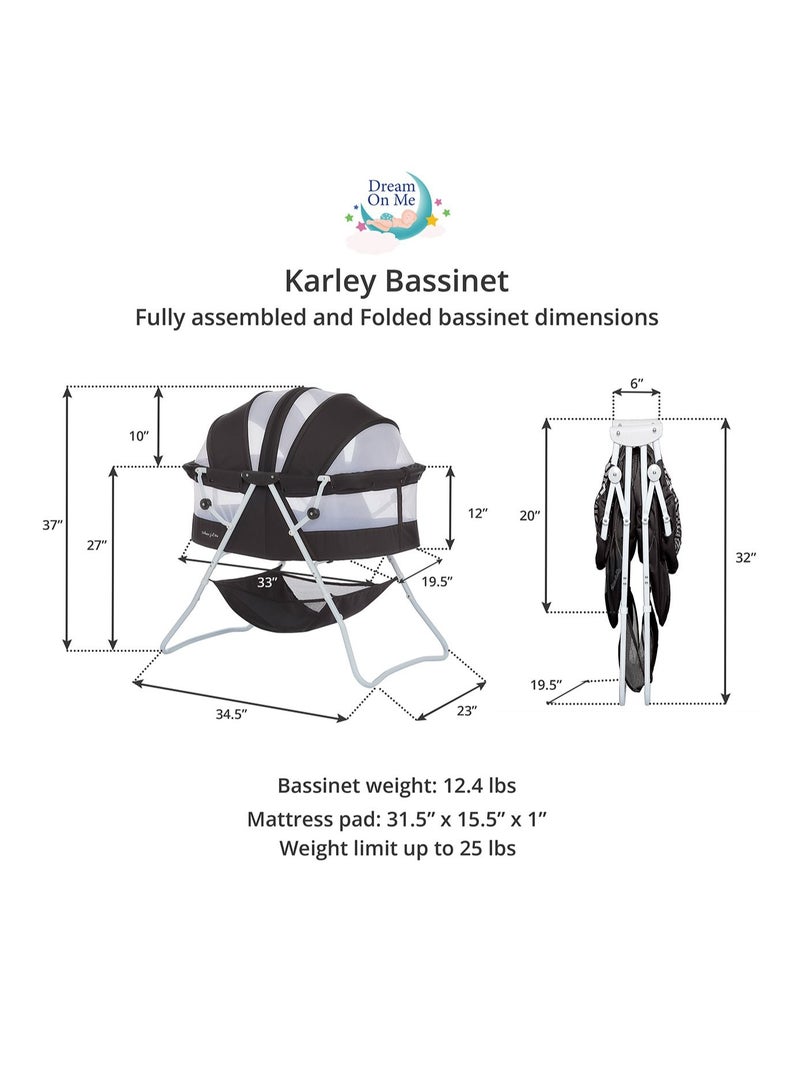 Karley 3 in 1 Portable Baby Bassinets With Mattress And Net - Black