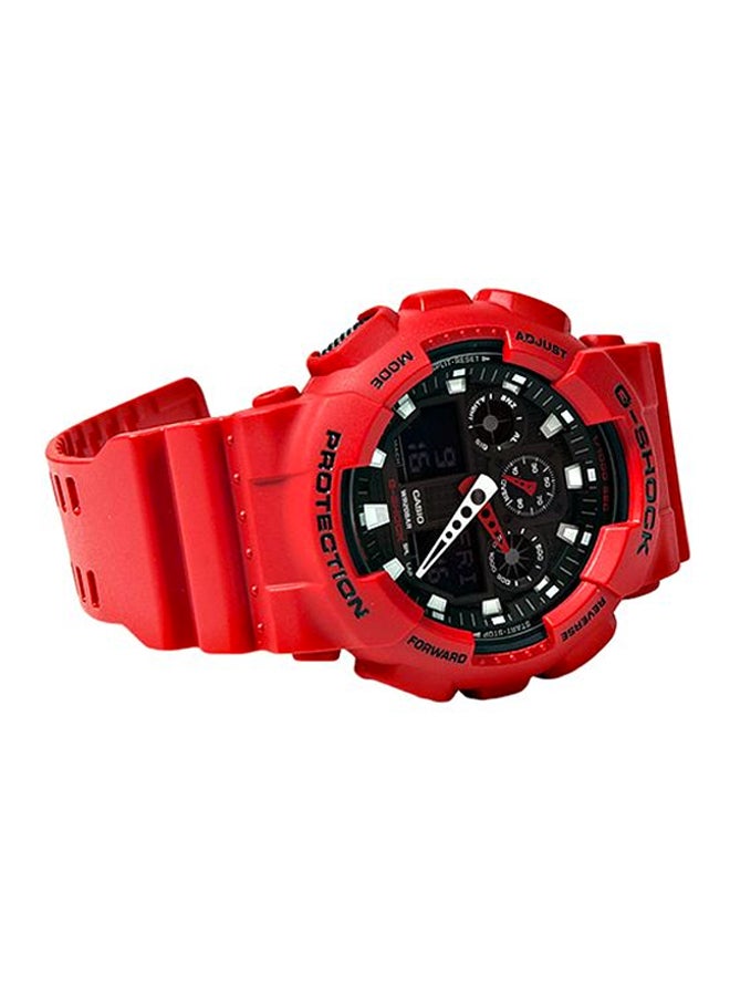 Men's Round Shape Resin Band Digital Wrist Watch - Red - GA-100B-4A