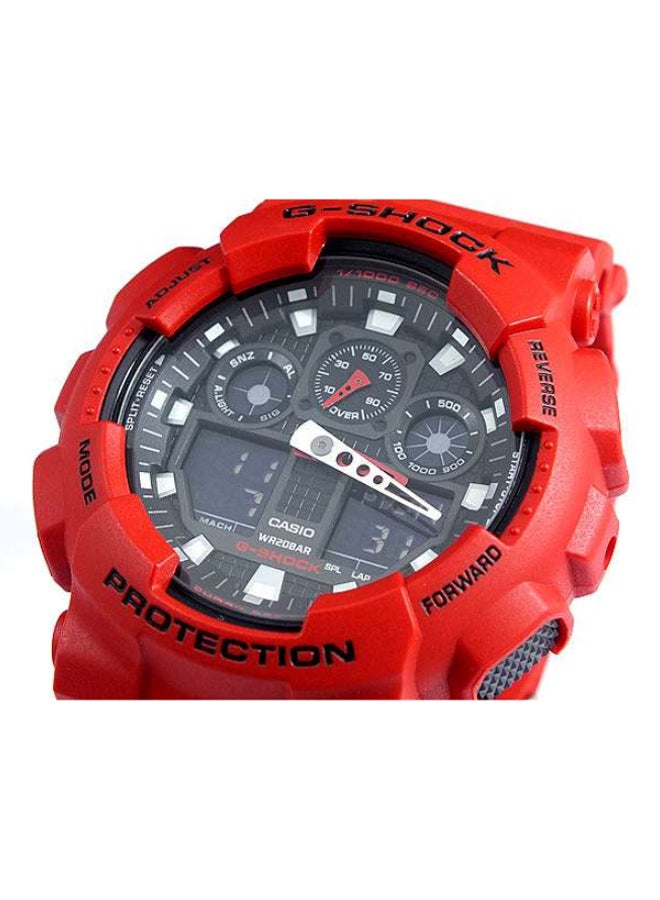 Men's Round Shape Resin Band Digital Wrist Watch - Red - GA-100B-4A