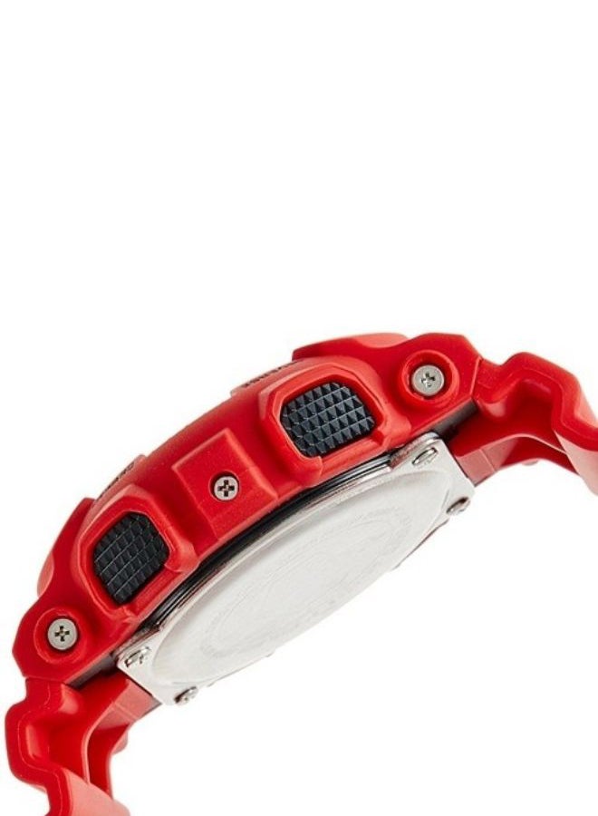 Men's Round Shape Resin Band Digital Wrist Watch - Red - GA-100B-4A