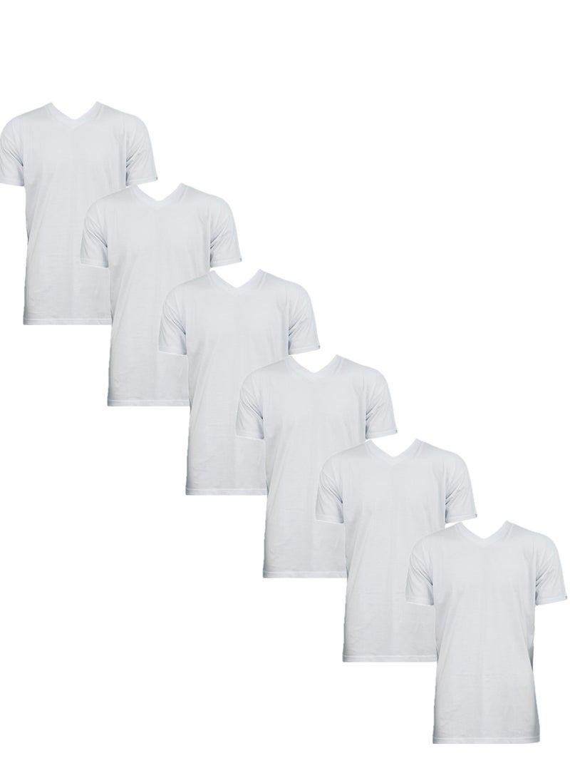 6- Pieces Rayan V Crew Neck Undershirt White