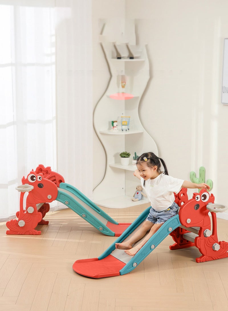 Foldable Children's Slide Baby Independent Entertainment Slide Children's Climbing Toy Set Easy To Install With Basketball Stand Suitable For Indoor And Outdoor Children's Entertainment