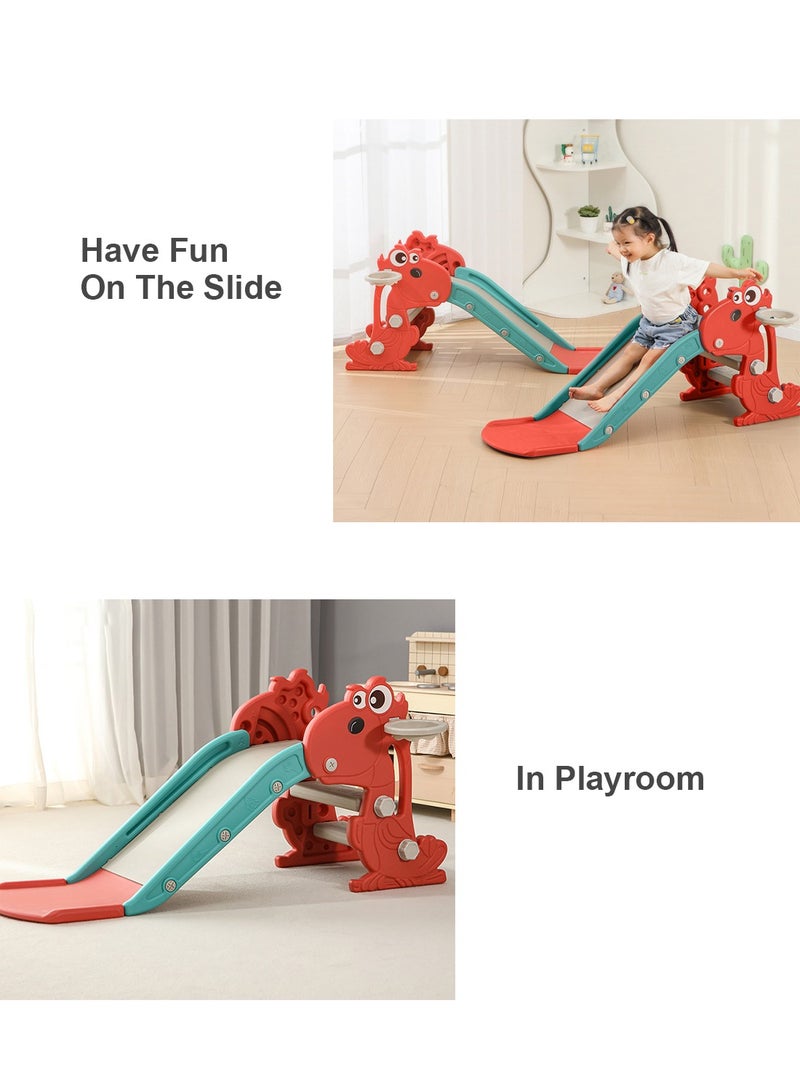 Foldable Children's Slide Baby Independent Entertainment Slide Children's Climbing Toy Set Easy To Install With Basketball Stand Suitable For Indoor And Outdoor Children's Entertainment