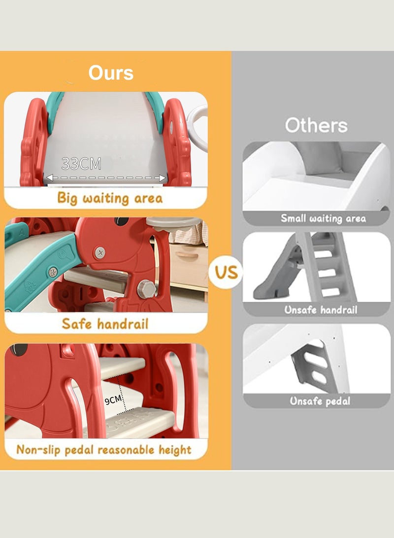 Foldable Children's Slide Baby Independent Entertainment Slide Children's Climbing Toy Set Easy To Install With Basketball Stand Suitable For Indoor And Outdoor Children's Entertainment
