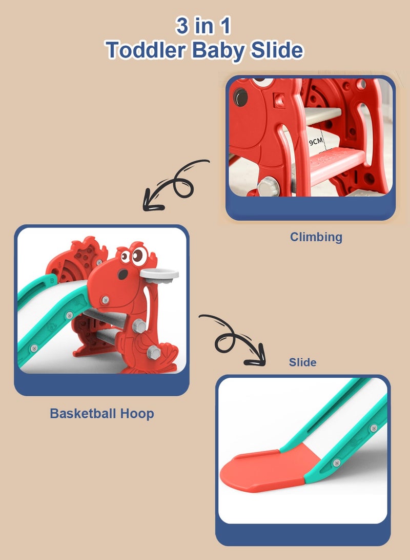 Foldable Children's Slide Baby Independent Entertainment Slide Children's Climbing Toy Set Easy To Install With Basketball Stand Suitable For Indoor And Outdoor Children's Entertainment