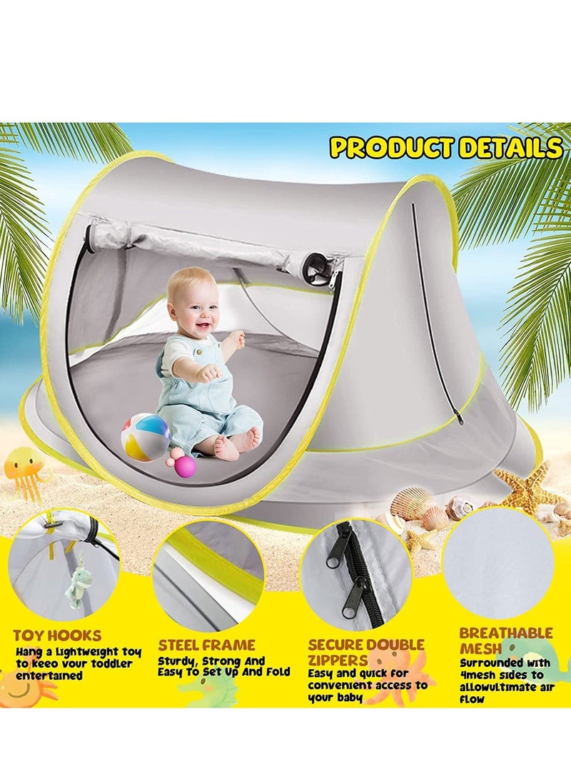Baby Beach Tent, Pop Up Sun Shade, Kids Game Tent Portable Outdoor UPF 50+ with Mosquito Net,, Kid Camping Sunshade, for Infant, Travel,