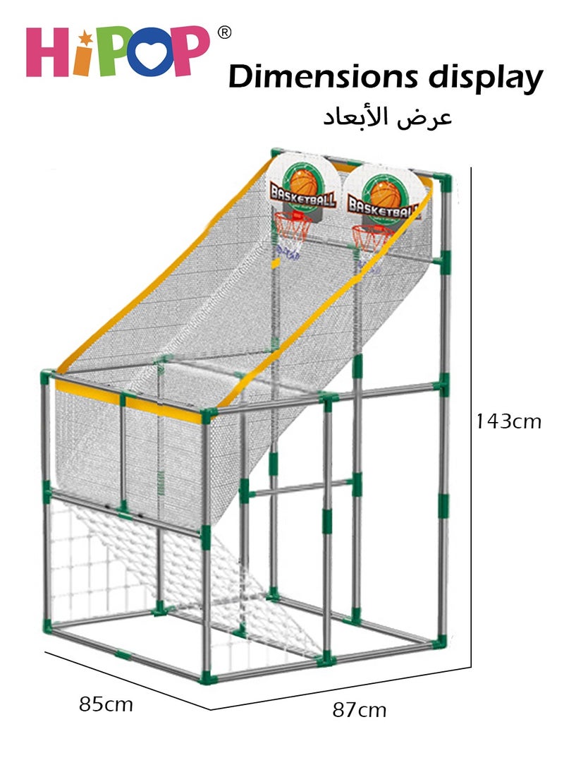 Basketball Game Set with Football Gate and 5 Ball,Pump,Indoor Outdoor Sport Play for Children