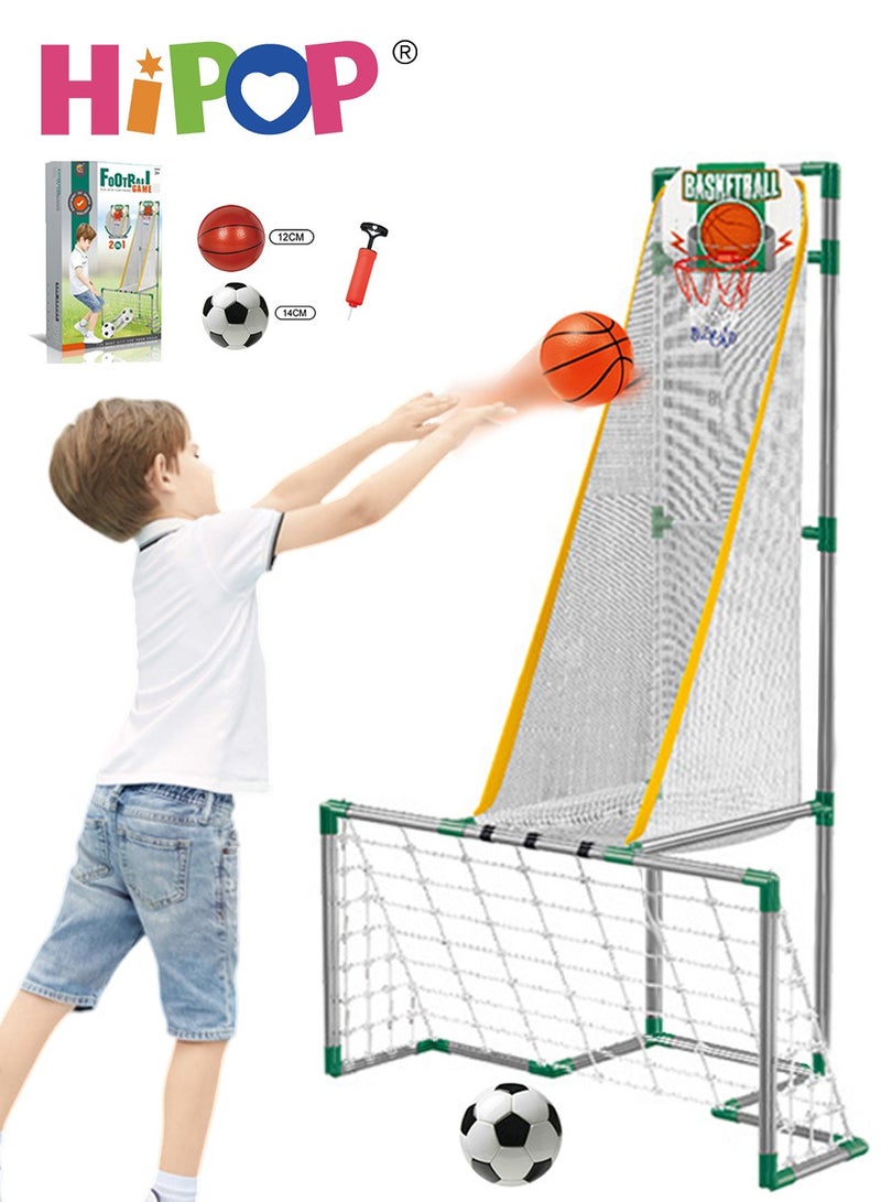 Kids Basketball Game and Soccer Game Set with 2 Balls and Pump,Indoor Outdoor Sport Play for Children