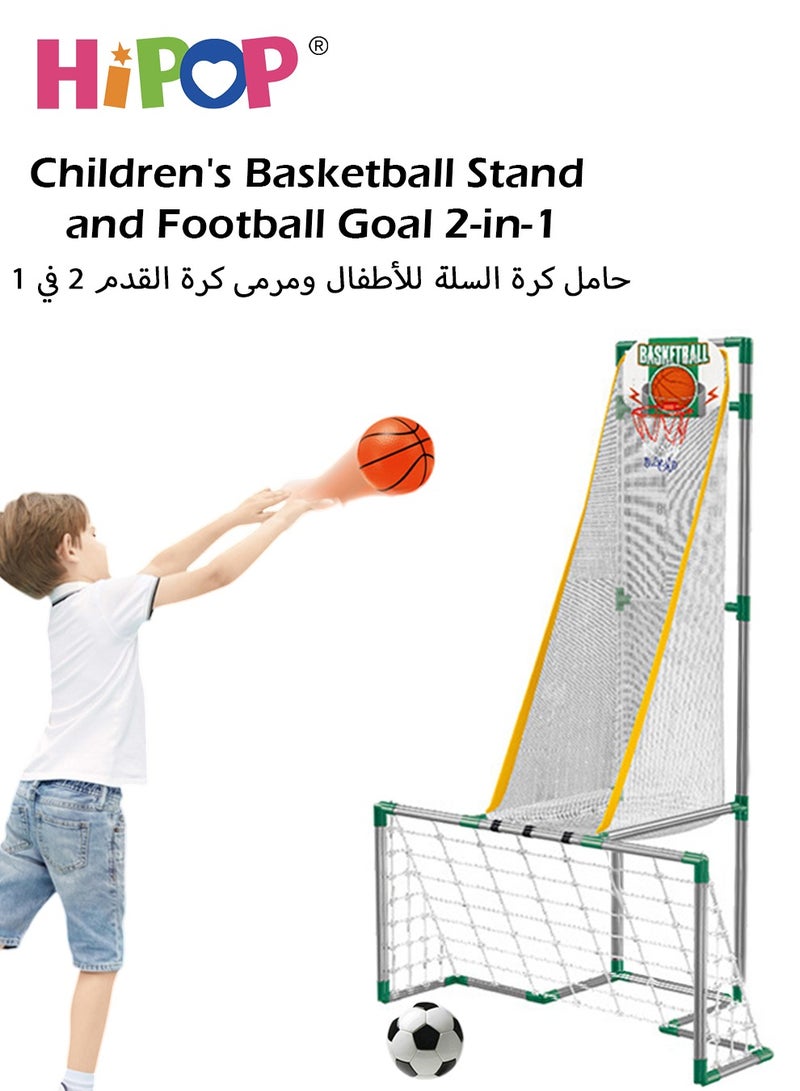 Kids Basketball Game and Soccer Game Set with 2 Balls and Pump,Indoor Outdoor Sport Play for Children