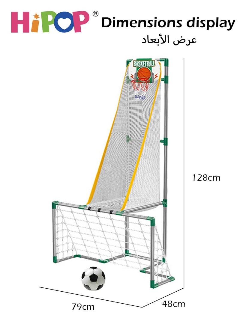 Kids Basketball Game and Soccer Game Set with 2 Balls and Pump,Indoor Outdoor Sport Play for Children