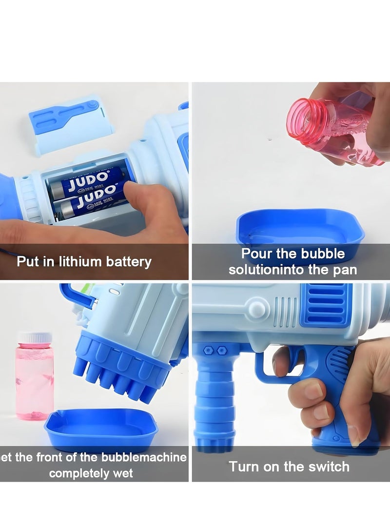 Bubble Gun, Bazooka Bubble Machine, 32-hole Bubble Machine Gun with Bubble Solution, Bubble Machine Blaster, Bubble Toy Launcher Gun for Kids Adults Birthday Wedding Party - 2pcs(Pink-Blue)