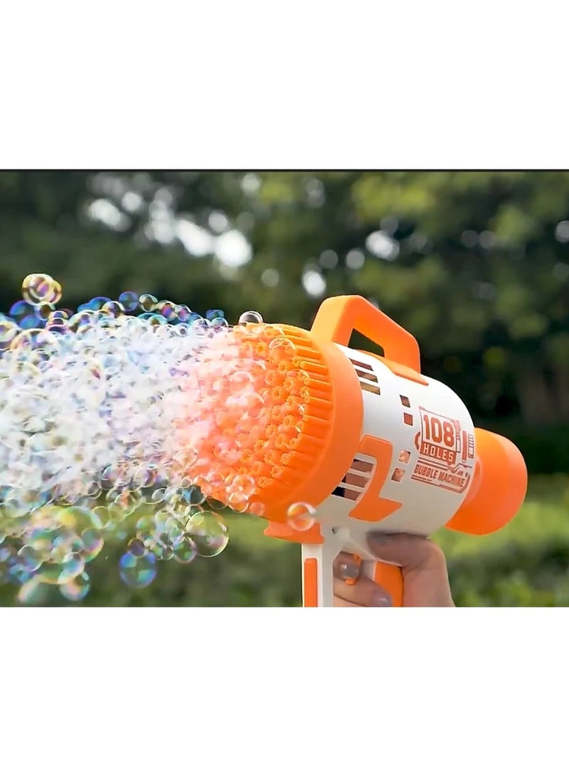 108 Holes Bubble Gun Rocket Toy With Light Charging Electric Automatic Soap Bubble Machine Summer Outdoor Toys For Kids Gifts