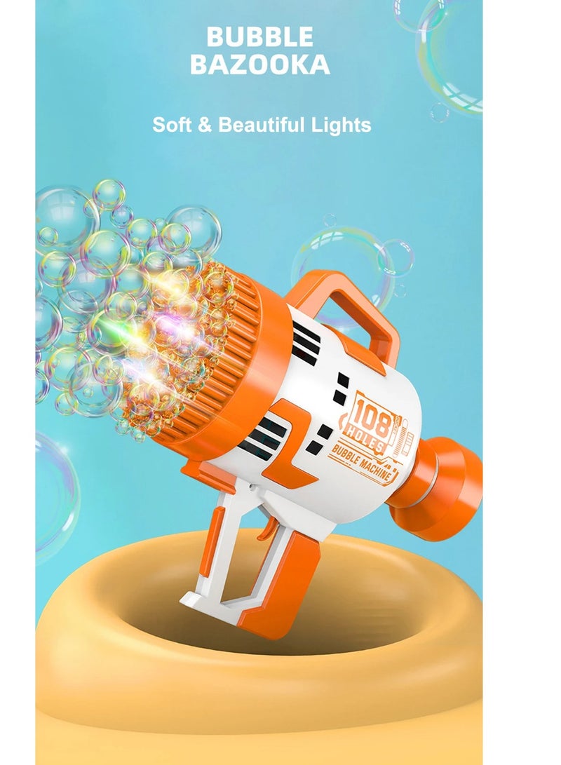 108 Holes Bubble Gun Rocket Toy With Light Charging Electric Automatic Soap Bubble Machine Summer Outdoor Toys For Kids Gifts