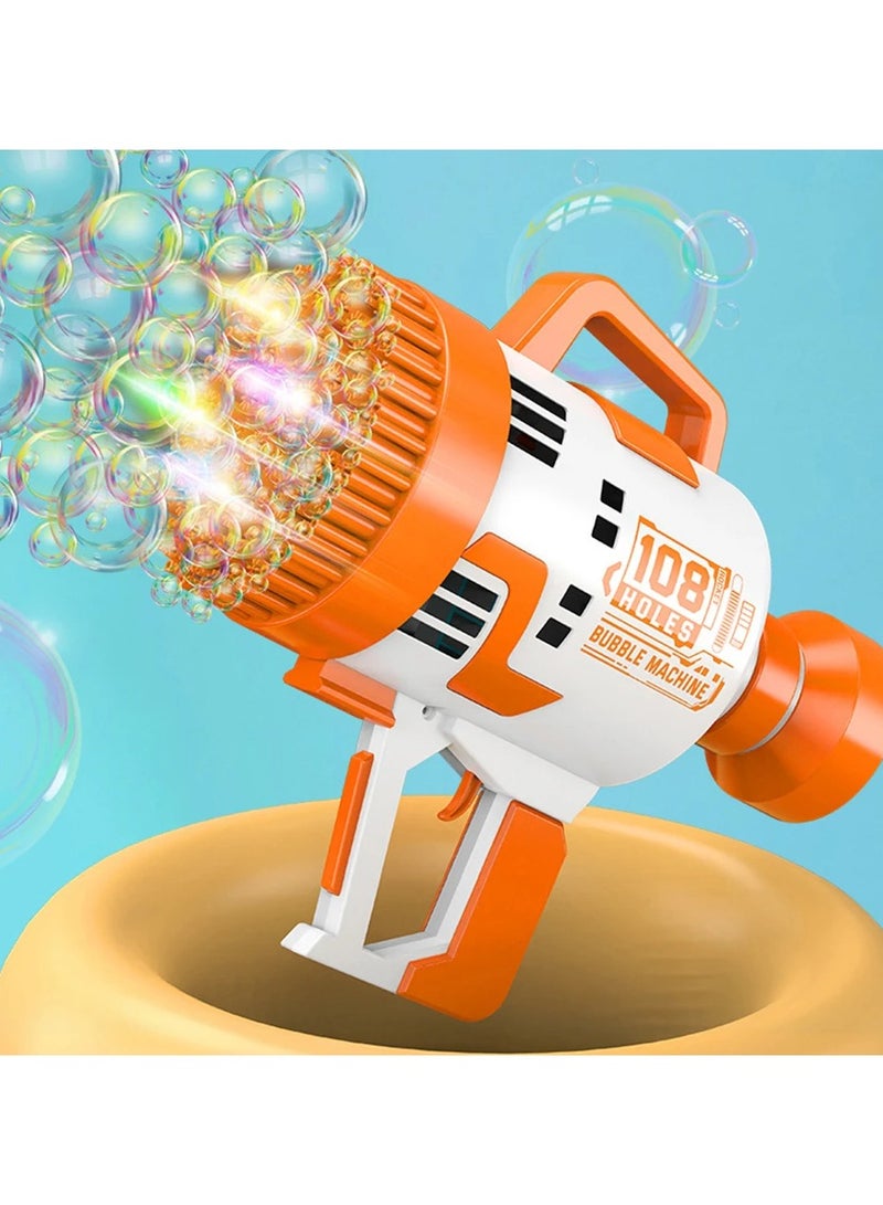 108 Holes Bubble Gun Rocket Toy With Light Charging Electric Automatic Soap Bubble Machine Summer Outdoor Toys For Kids Gifts