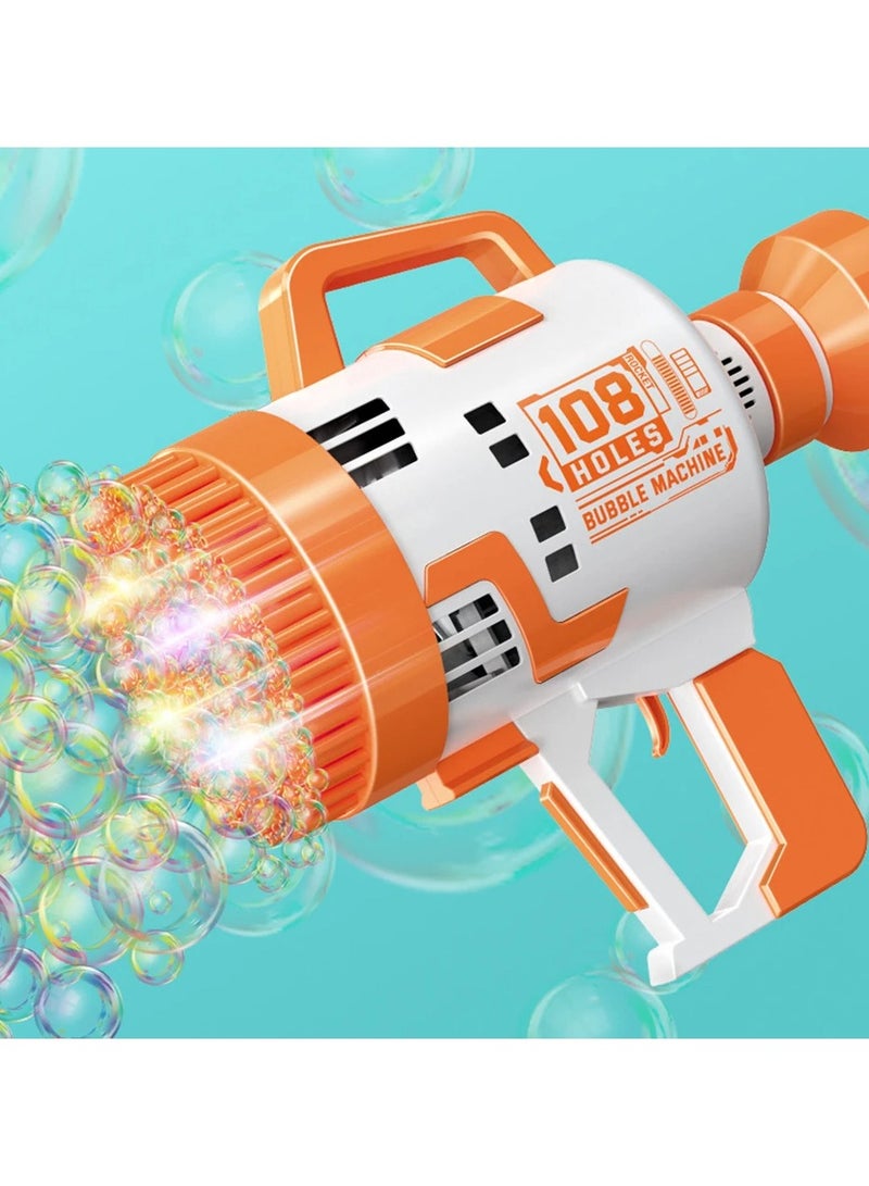 108 Holes Bubble Gun Rocket Toy With Light Charging Electric Automatic Soap Bubble Machine Summer Outdoor Toys For Kids Gifts