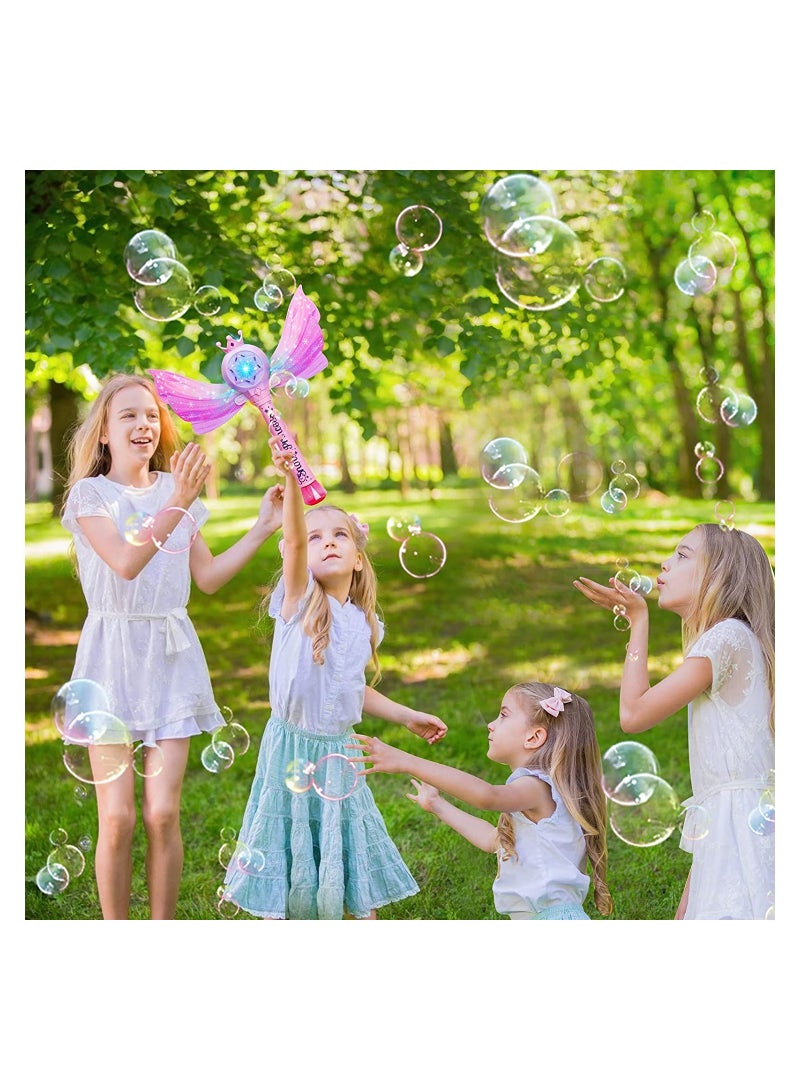 Bubble Machine for Kids Princess Bubble Wands with Detachable Wings 1000+ Bubbles/Minute Light Up Musical Bubbles Blow Maker Outdoor Princess Wand Automatic  Fairy Bubble Wand