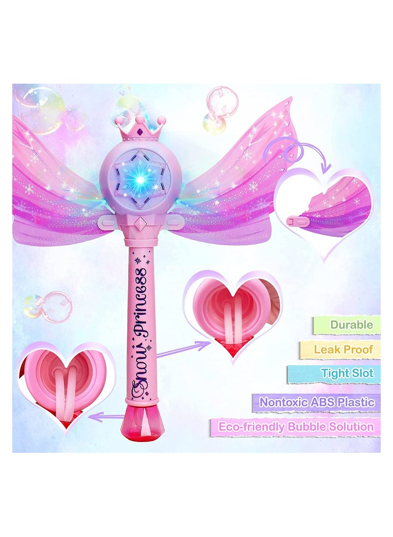 Bubble Machine for Kids Princess Bubble Wands with Detachable Wings 1000+ Bubbles/Minute Light Up Musical Bubbles Blow Maker Outdoor Princess Wand Automatic  Fairy Bubble Wand