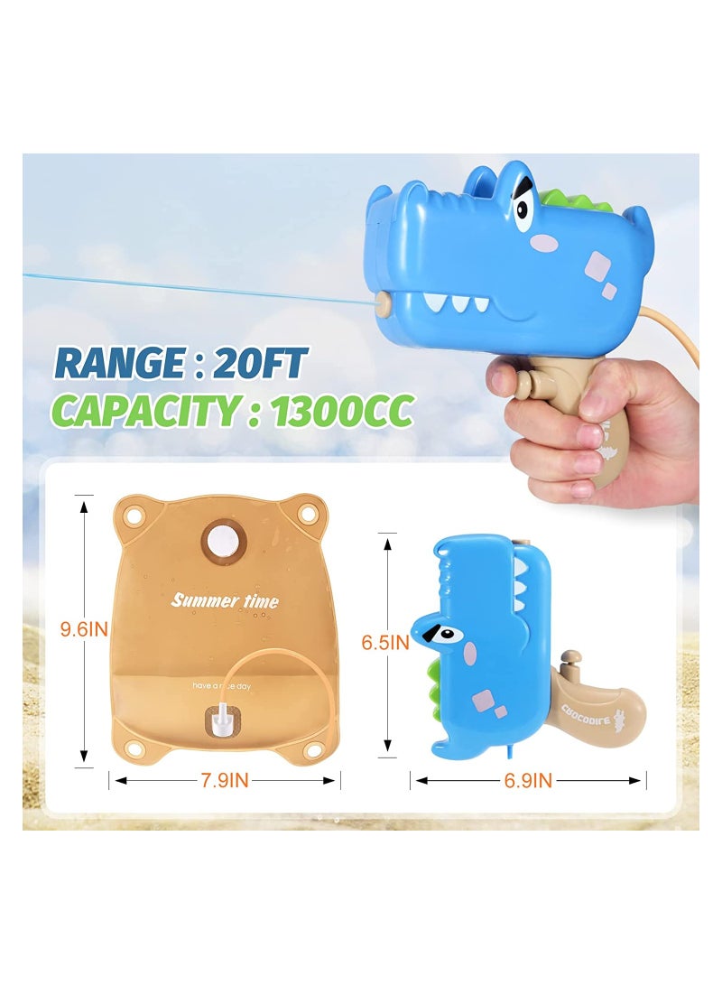 SYOSI Backpack Crocodile Water Guns, for Kids Ages 4-8, Automatic Squirt Guns for Boys Girls, 1300CC High Capacity, Up to 20 FT Range Strongest Water Blaster