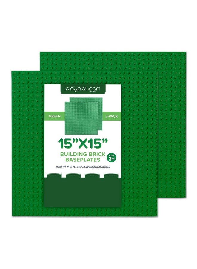 15 Inch X 15 Inch Baseplate For Building Bricks Extra Large Landscape For Building Blocks Green Classic Platform Baseplates Compatible With All Major Brands 2 Pack