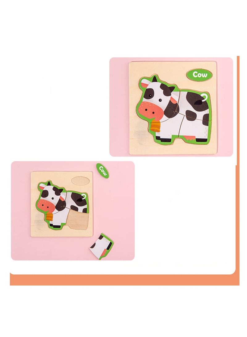 Animal Puzzles, Intelligence Puzzles for Baby Kids, Learning Educational Toys, Animal Puzzles Toy for 6-12 Month, Cow