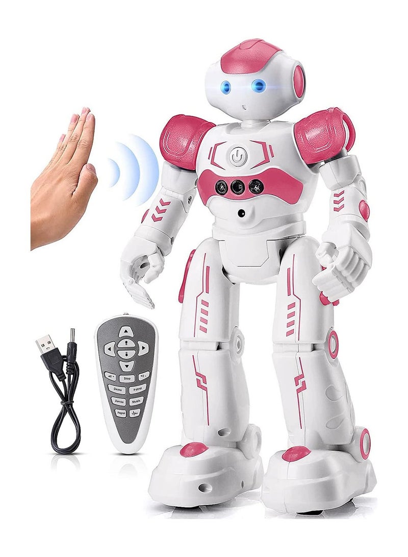 COOLBABY RC Robot Toys for Kids, Gesture & Sensing Remote Control Robot for Age 3 4 5 6 7 8 Year Old Boys Girls Birthday Gift Present (Pink)