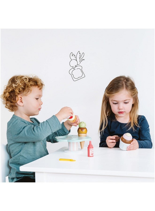 Educational Wooden Toy Honeybake Colourful Wooden Carlo'S Gelato Pretend Ice Cream Toy ; 12 Pieces Great Role Play Gifts For A Boy Or Girl 2+ Years
