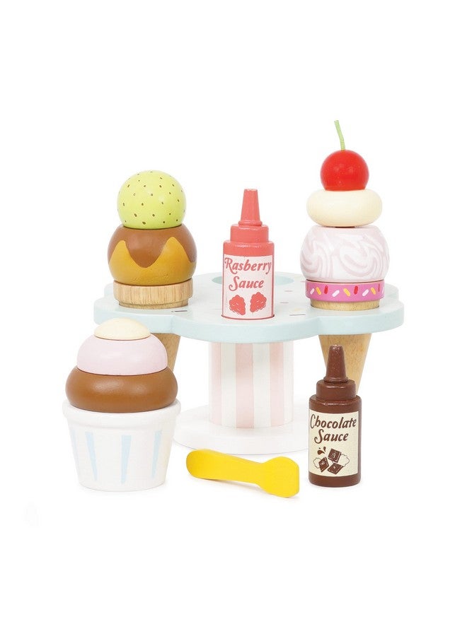 Educational Wooden Toy Honeybake Colourful Wooden Carlo'S Gelato Pretend Ice Cream Toy ; 12 Pieces Great Role Play Gifts For A Boy Or Girl 2+ Years