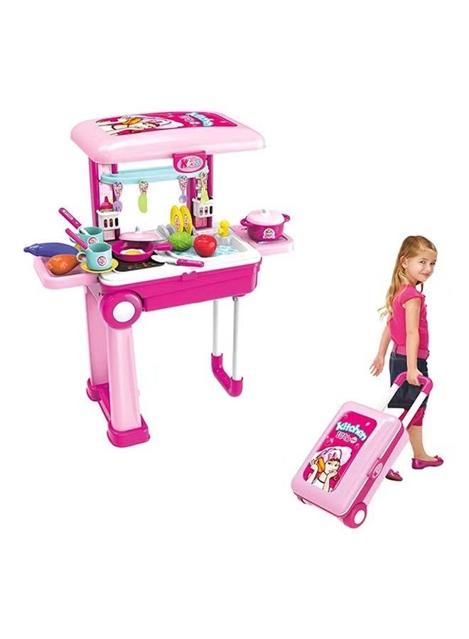 Little Chef 2 In 1 Pretend Play Luggage Kitchen Cook Set With Lights And Sound 53x24.5x63cm
