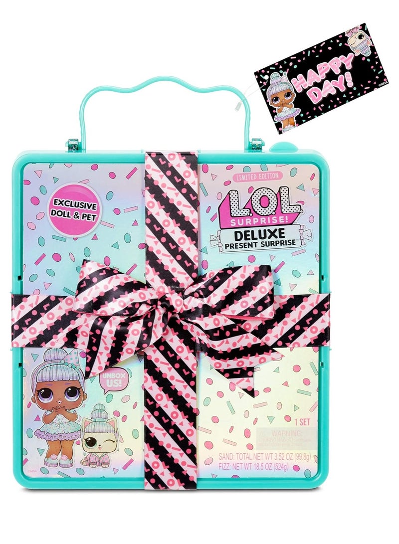 L.O.L. Surprise Deluxe Present Surprise with Limited Edition Sprinkles Doll and Pet, Teal