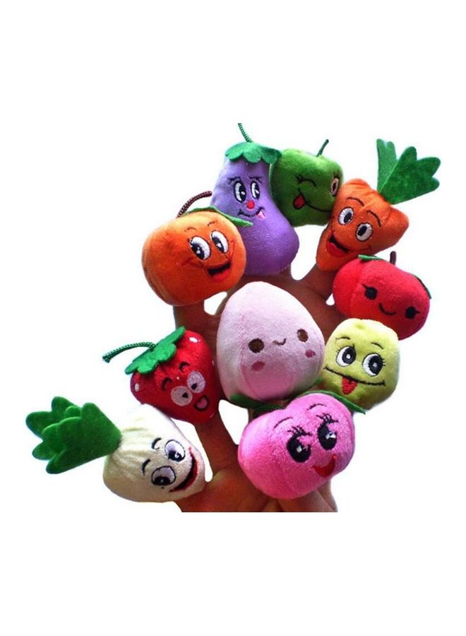 10-Piece Fruits And Vegetables Soft Finger Puppets Set For Children