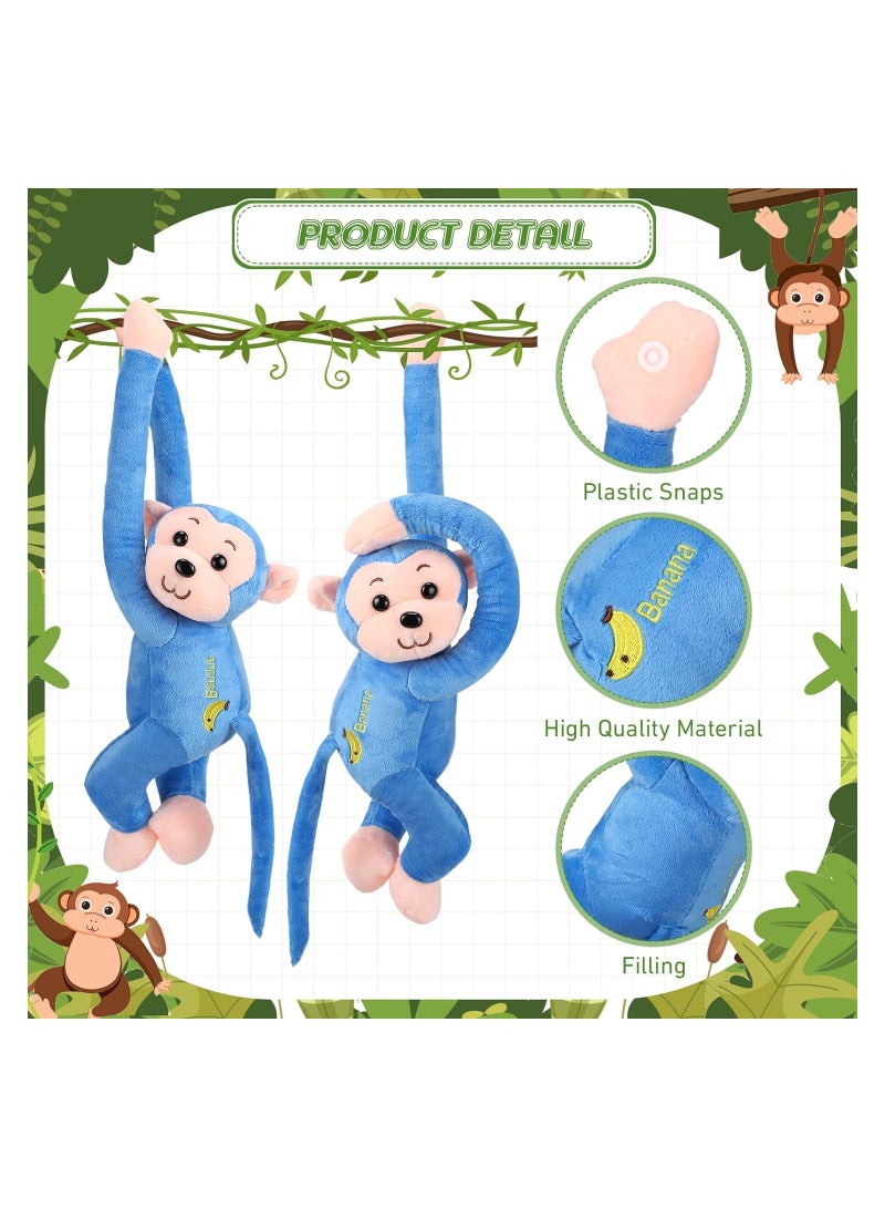 Stuffed Animals Toy, 4 Packs Hanging Monkey Stuffed Animal Monkey Plush Toy with Hook and Loop Fasteners Hands Large Stuffed Animal, Monkey Hanging 23 Inch for Adults Gifts Decors (Blue)