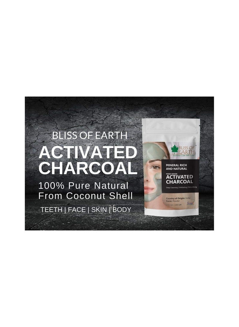 Coconut Shell Activated Charcoal Powder, 100GM great for face, skin & teeth Pack of 2