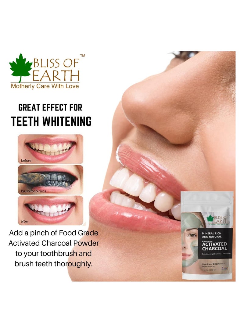 Coconut Shell Activated Charcoal Powder, 100GM great for face, skin & teeth Pack of 2