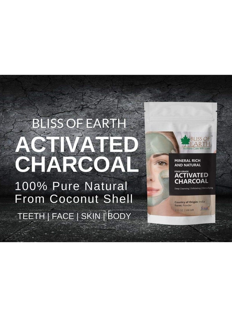 Coconut Shell Activated Charcoal Powder, 100GM great for face, skin & teeth Pack of 3