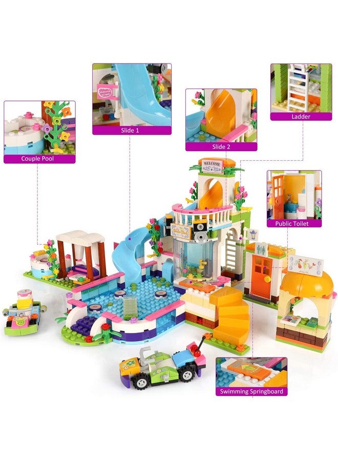 1274 Pieces Friends Tree House Summer Pool Party Building Kit Friends Treehouse Swimming Pool Building Set With Storage Box Creative Building Blocks Toy Birthday Gifts For Kids Girls Aged 612